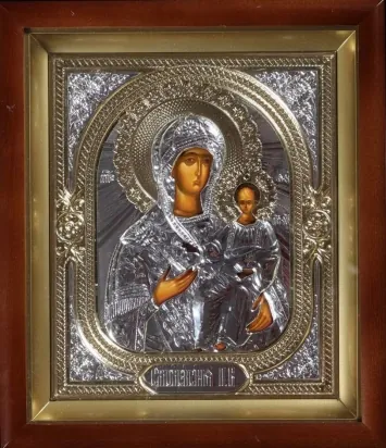 Icon in icon case 18×24 complex, tempera, 3D riza №1 Smolensk Mother of God