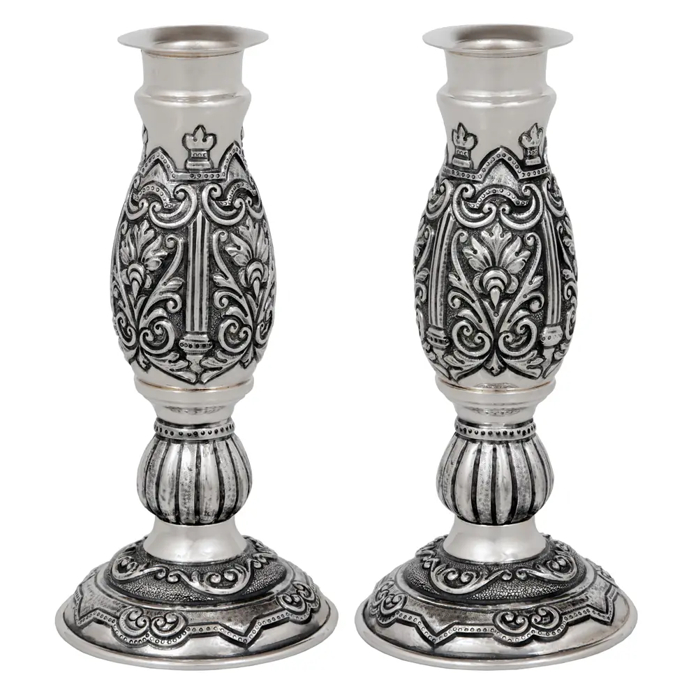 Candlestick small №1 / 2 candles / chasing / silver plating