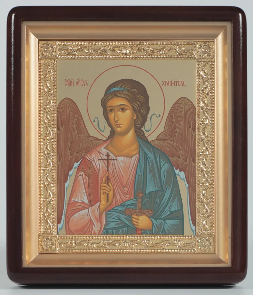 Icon in icon case 18×24 shaped, tempera №8, gilded frame Guardian Angel 1