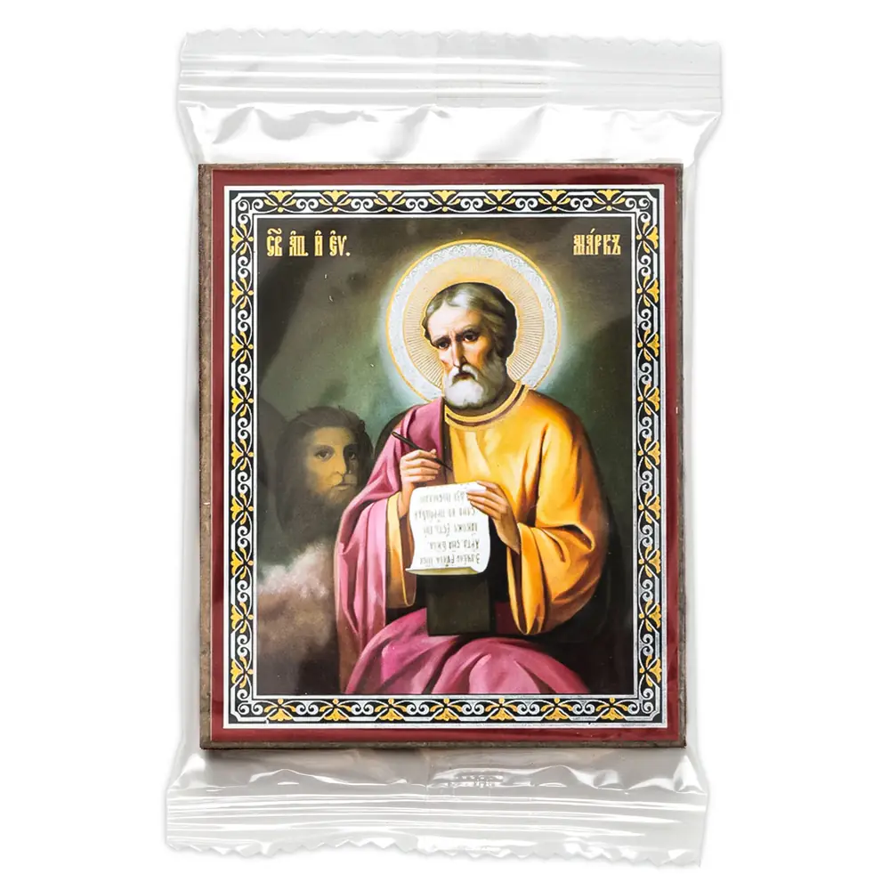 Icon on wooden panel 6×9 double embossing, annotation, packaging Mark 2