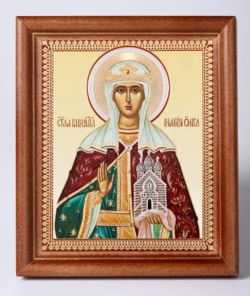 Icon in wooden frame 11×13 Name Day set, double embossing Olga, St Equal-to-the-Apostles Great Princess (4)