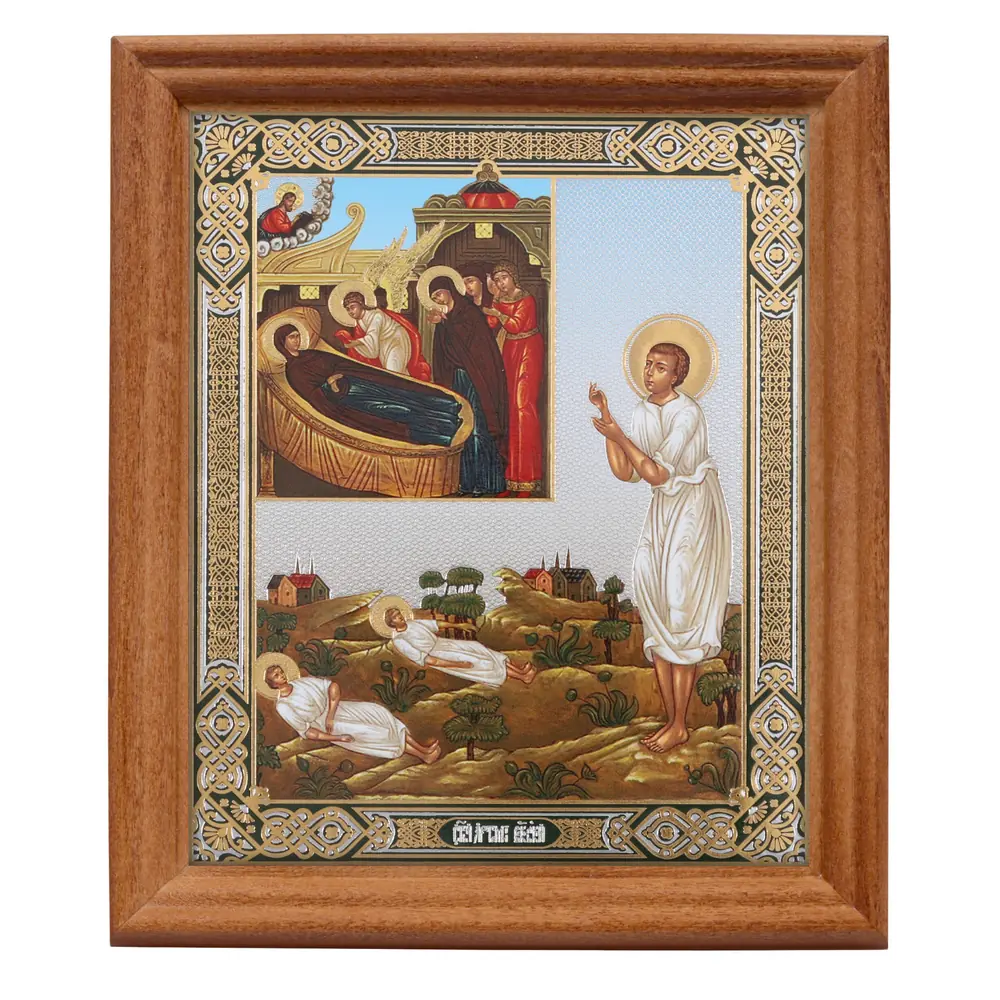 Icon in wooden frame №3 11×13 double embossing Artemius of Verkola 2