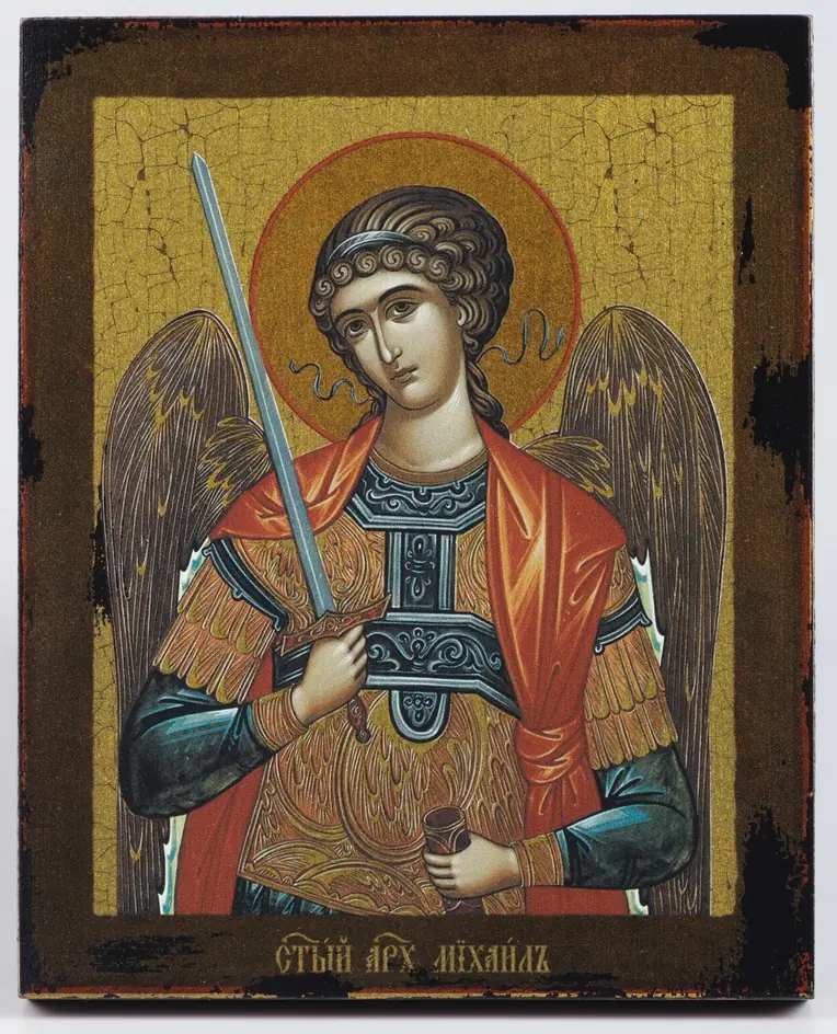 Икона на дереве 13х16 лак №2 Архангел Михаил (поясной)