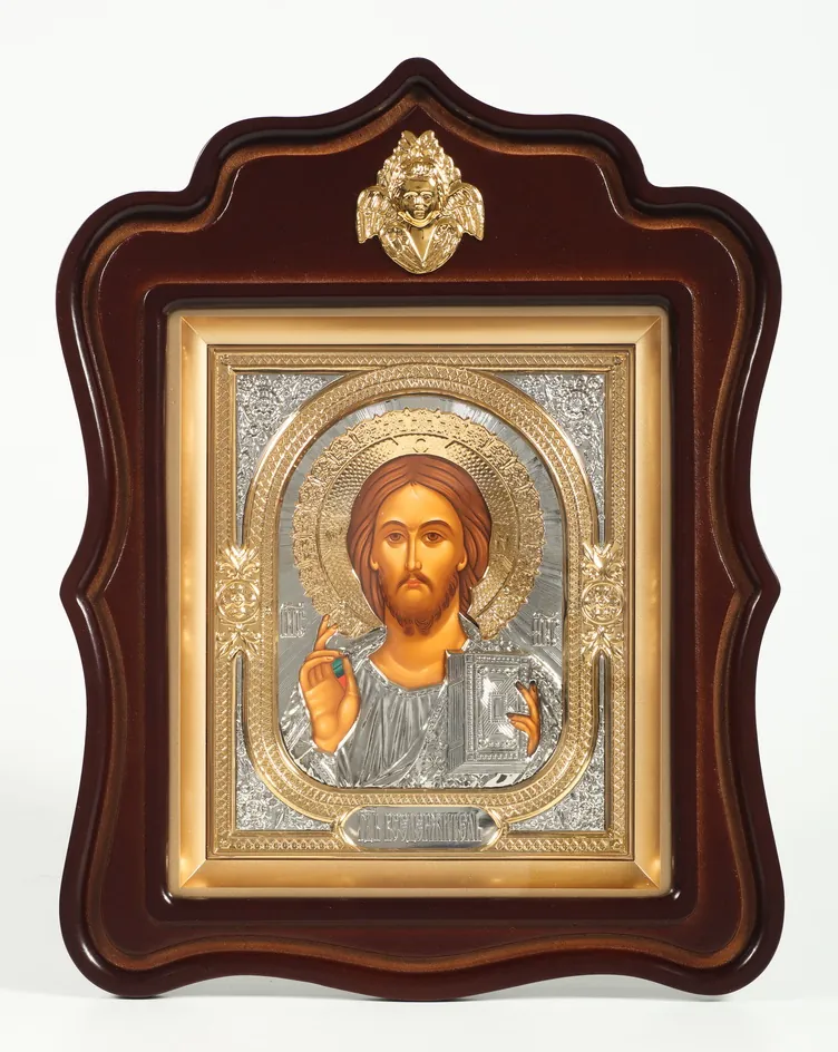 ხატი კიოტში 18×24 ფიგურული თავსართით, ტემპერა, მოცულობითი მოჭედილობა, ნაწილობრივ მოოქროვილი მაცხოვარი