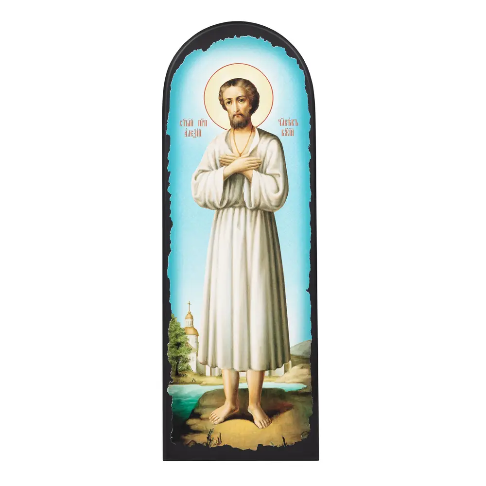 Icon on MDF 18×50 arched, 3D print, varnish Alexis, Man of God 2