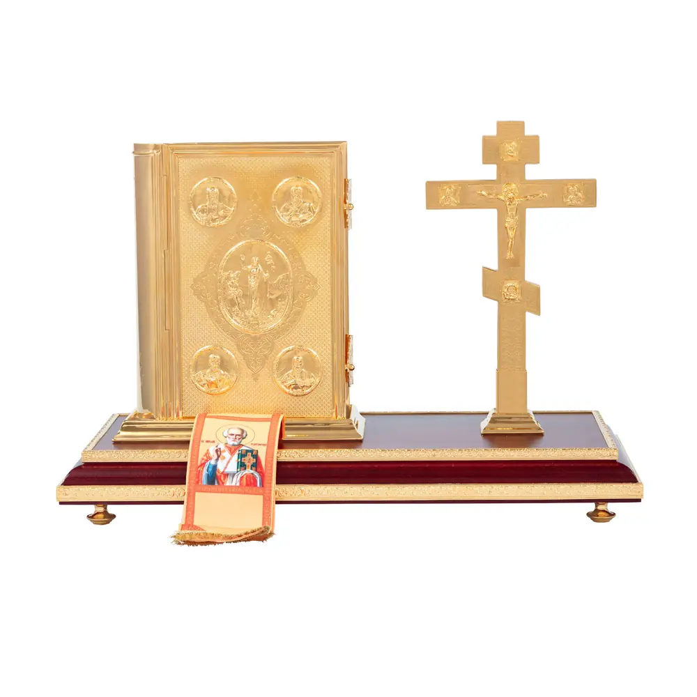 Stand for a cross and Gospel gilding
