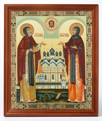 Icon in wooden frame №1 18×24 double embossing Peter and Fevronia 2