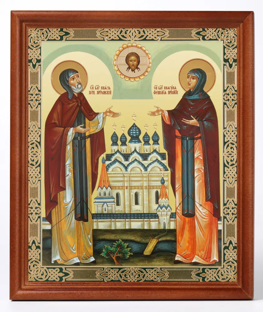 Icon in wooden frame №1 18×24 double embossing Peter and Fevronia 2