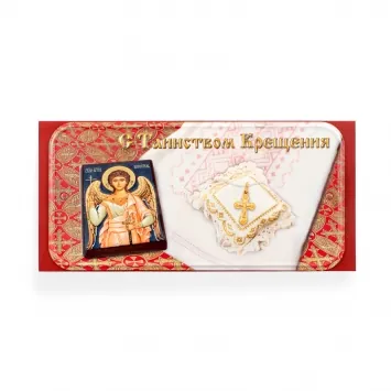 Postcard-envelope church “With Sacrament Baptism” red