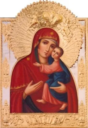 Painted icon of the Mother of God «Tolga» 50×60, oil, riza cover №166, gilding