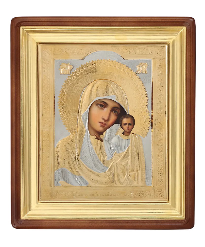 ფერწერული ხატი კიოტში 18×24 ზეთი, მოჭედილობა №252, კიოტი №1 ყაზანის ღვთისმშობელი
