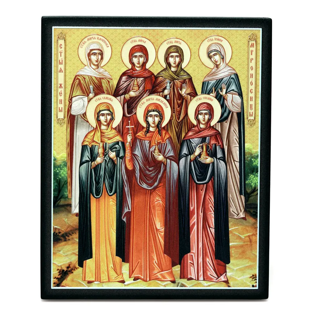 Икона на доске 13х15 объёмная печать, лак Жены Мироносицы,