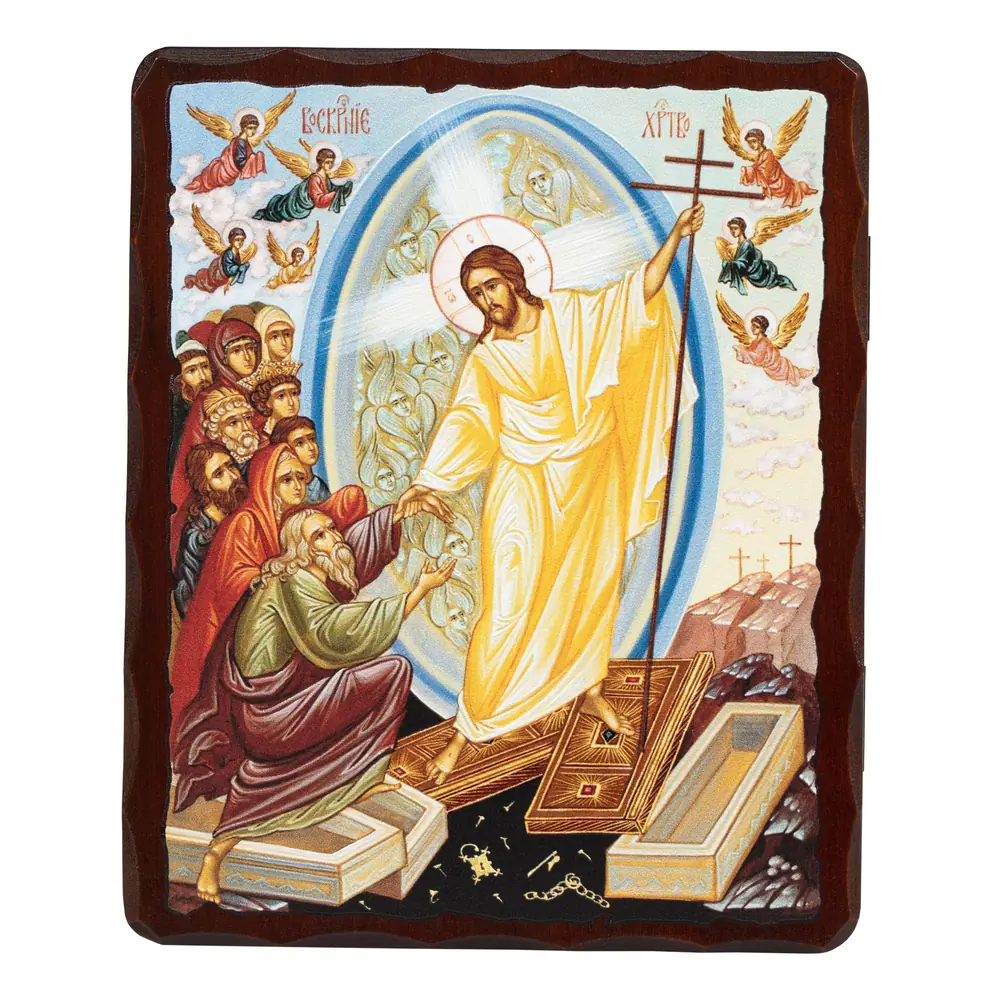 Icon on board 12,5×16,5 3D print, varnish Resurrection of Christ 4