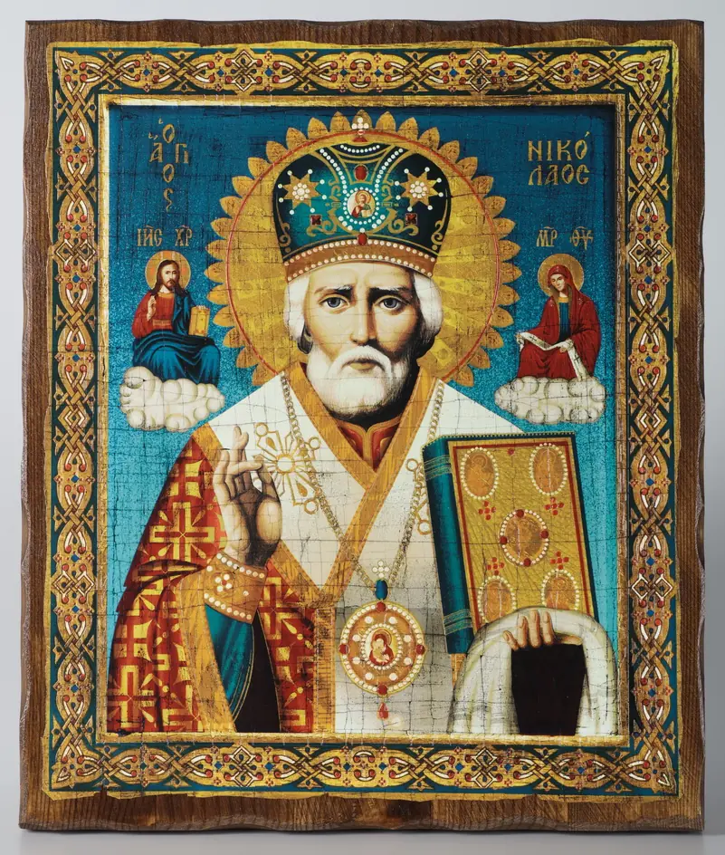 Icon on wood 30×40 plotter print Nicholas the Wonderworker