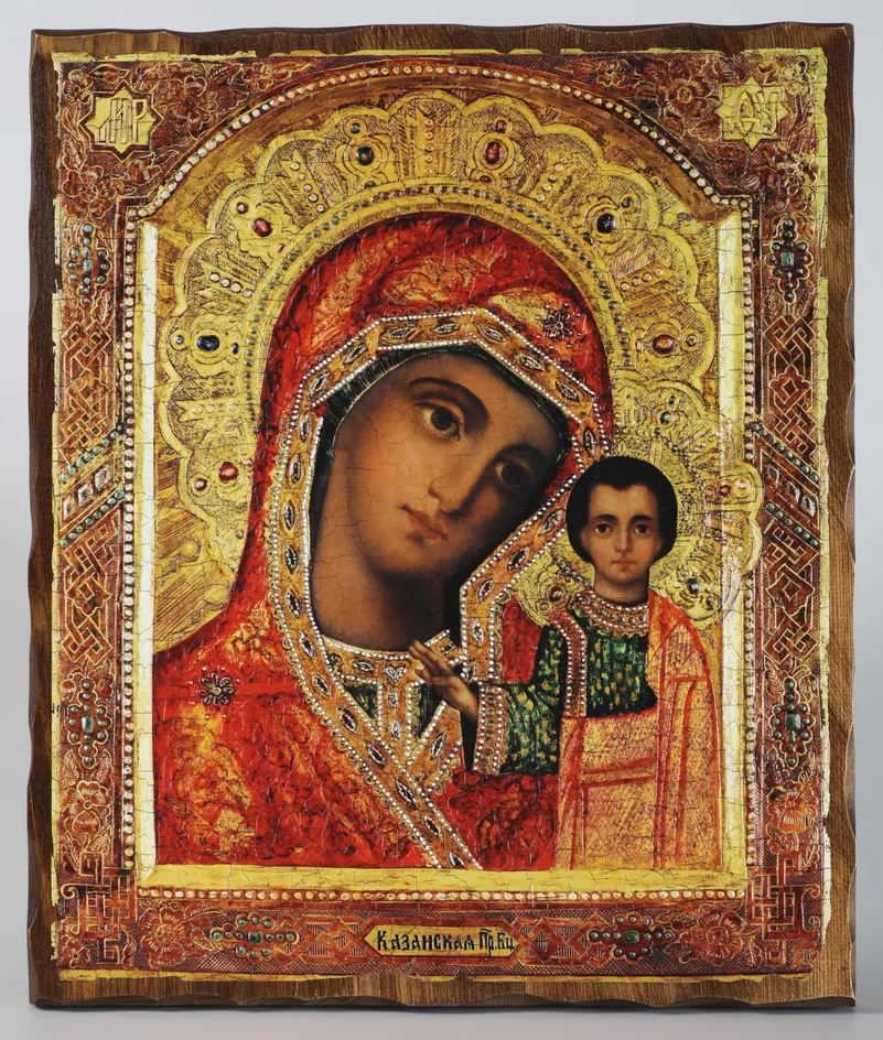 Icon on wood 24×30 plotter print Kazan Mother of God