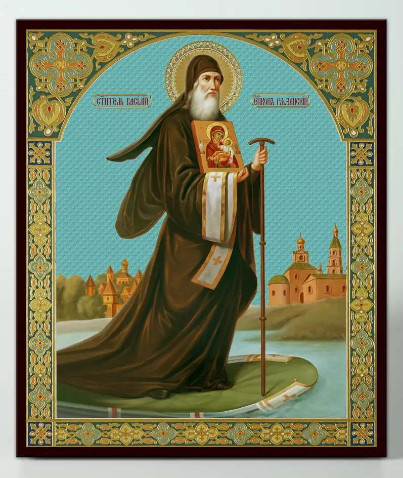 Icon on board 22×26 3D print, varnish Basil of Ryazan full-length