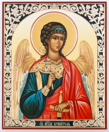 Icon on hardboard №1 11×13 double embossing Guardian Angel (half-length) №2