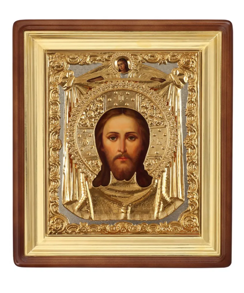 ფერწერული ხატი კიოტში 22×26 ზეთი, მოჭედილობა №35, კიოტი №1 ხელთუქმნელი მაცხოვარი