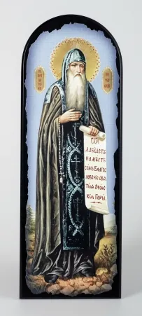 Icon on MDF 18×50 arched, 3D print, varnish Anthony of the Caves
