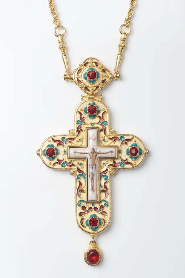 Крест наперсный №111 / золочение / серебро филигрань, эмаль (УИН)