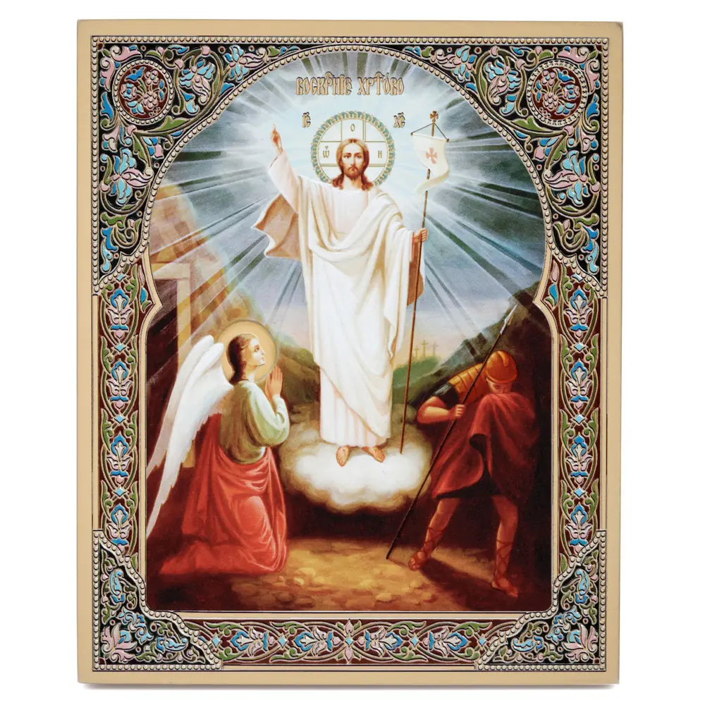 Icon on board 13×15 gilded finish, 3D print, varnish Resurrection of Christ 5