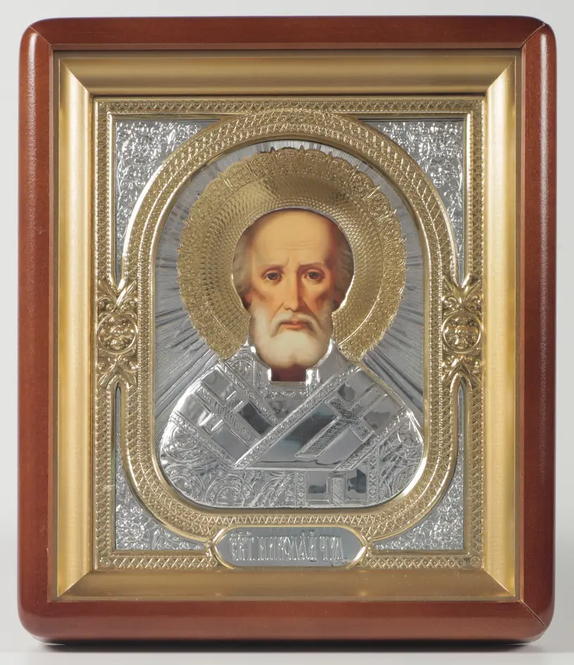 Icon in icon case 18×24 shaped, photo, 3D riza №1 Nicholas the Wonderworker