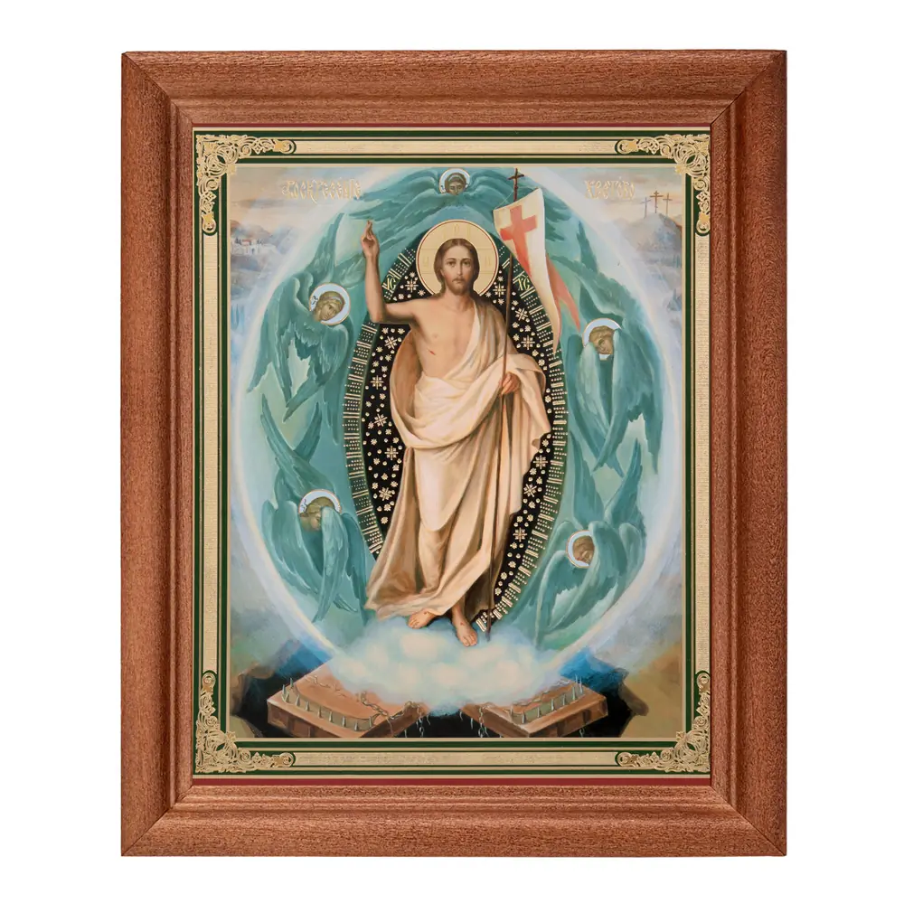 Icon in wooden frame №1 11×13 double embossing Resurrection of Christ 69