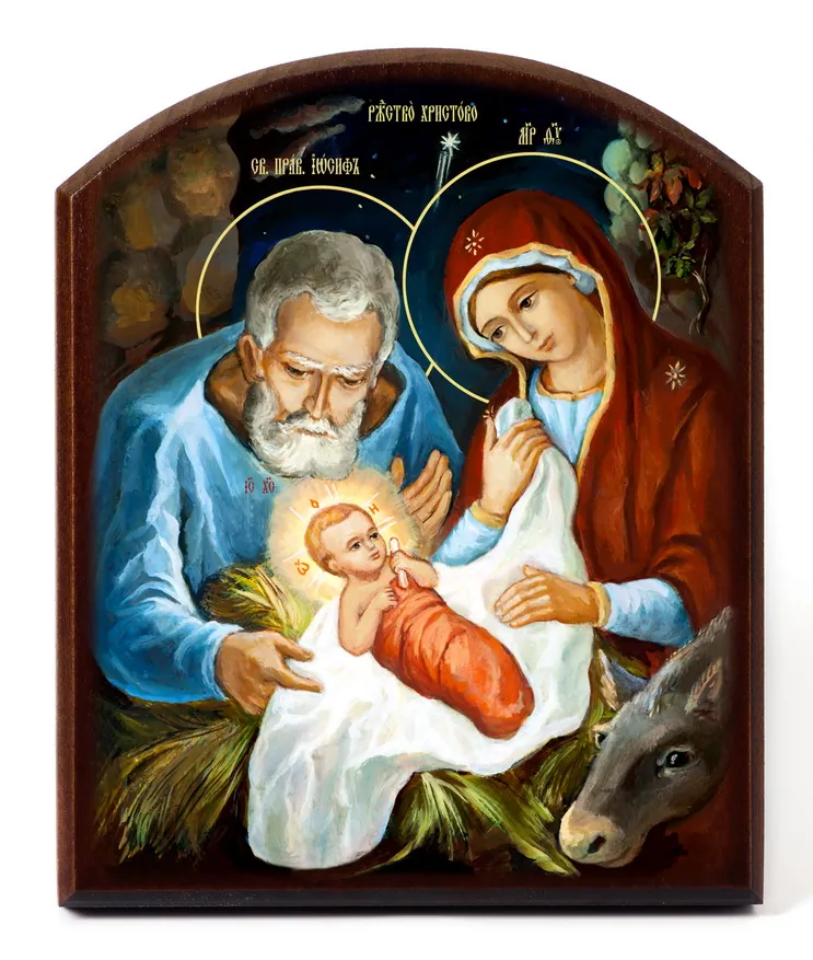 Icon on board 10×12 3D print, arched, varnish Nativity of Christ
