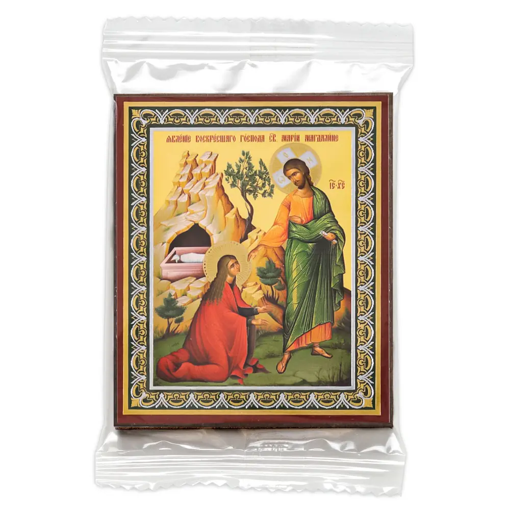 Icon on wooden panel 6×9 double embossing, annotation, packaging Mary Magdalene, Equal-to-the-Apostles (5)