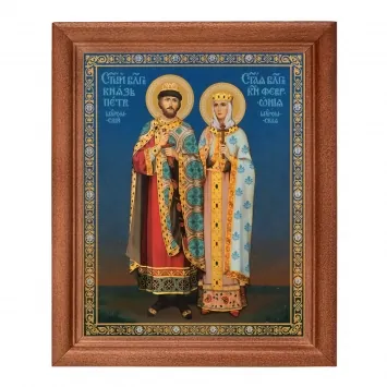 Icon in wooden frame №1 11×13 double embossing Peter and Fevronia 10