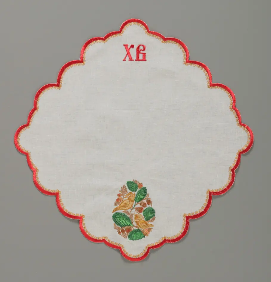 Embroidered church Easter napkin linen 39×39 cm №1