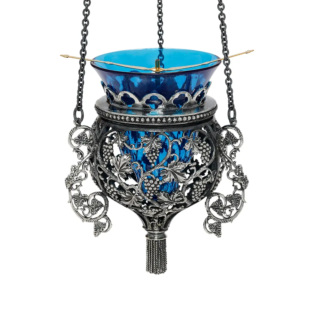 Hanging vigil lamp №87 silver plating niello