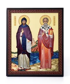Icon on board 22×26 3D print, varnish Cyril and Methodius 2
