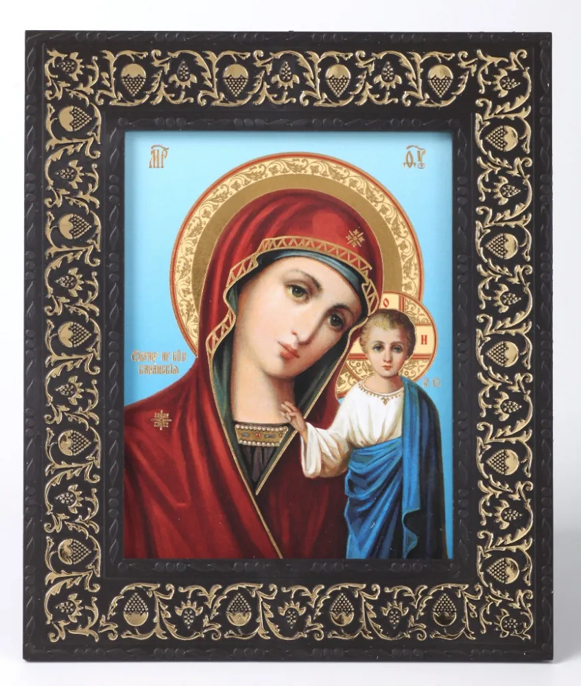 Icon in plastic frame 9×13 with grape vine Kazan Mother of God 14