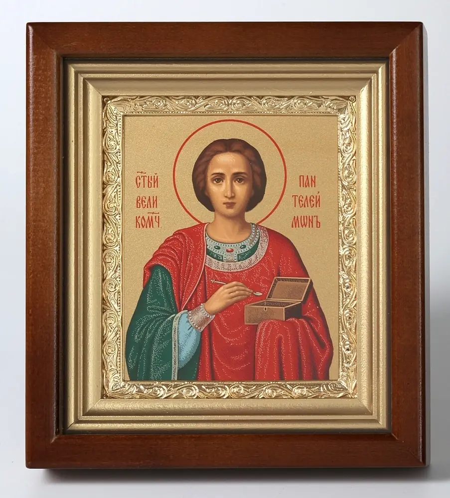 ხატი კიოტში 11×13 რთული, ტემპერა, მოოქროვილი ჩარჩო პანტელეიმონი 1
