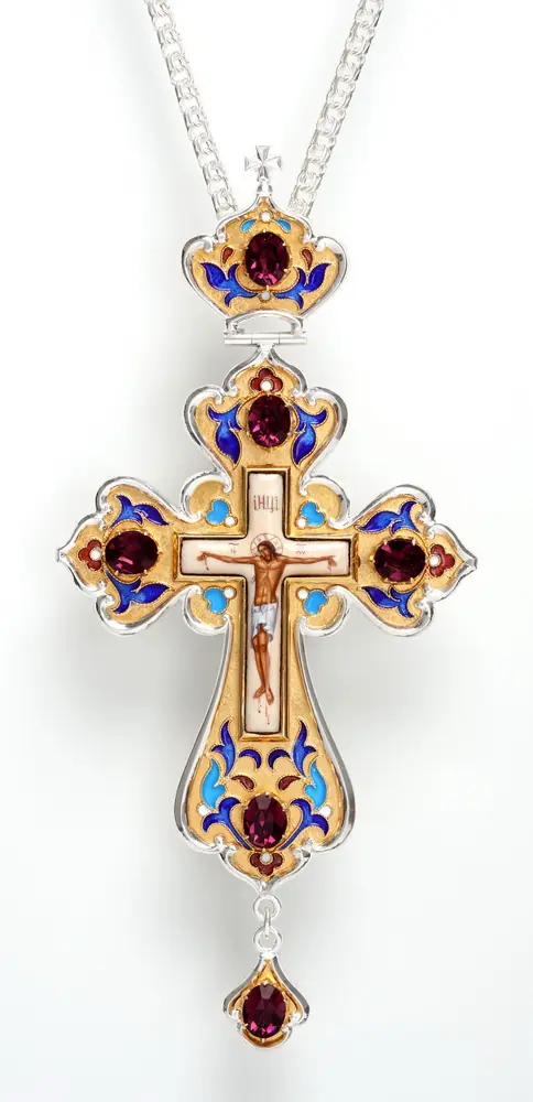 Pectoral cross №162 / gilding / silver filigree, enamel
