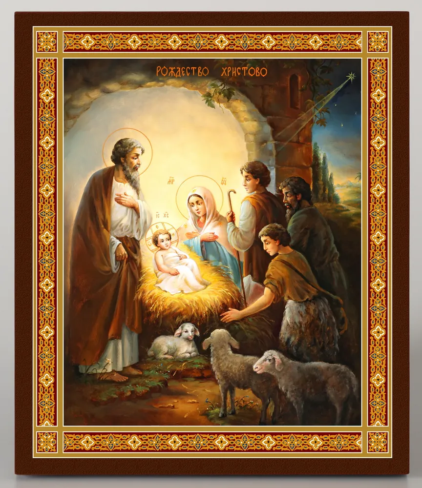 Icon on board 22×26 3D print, varnish Nativity of Christ 4