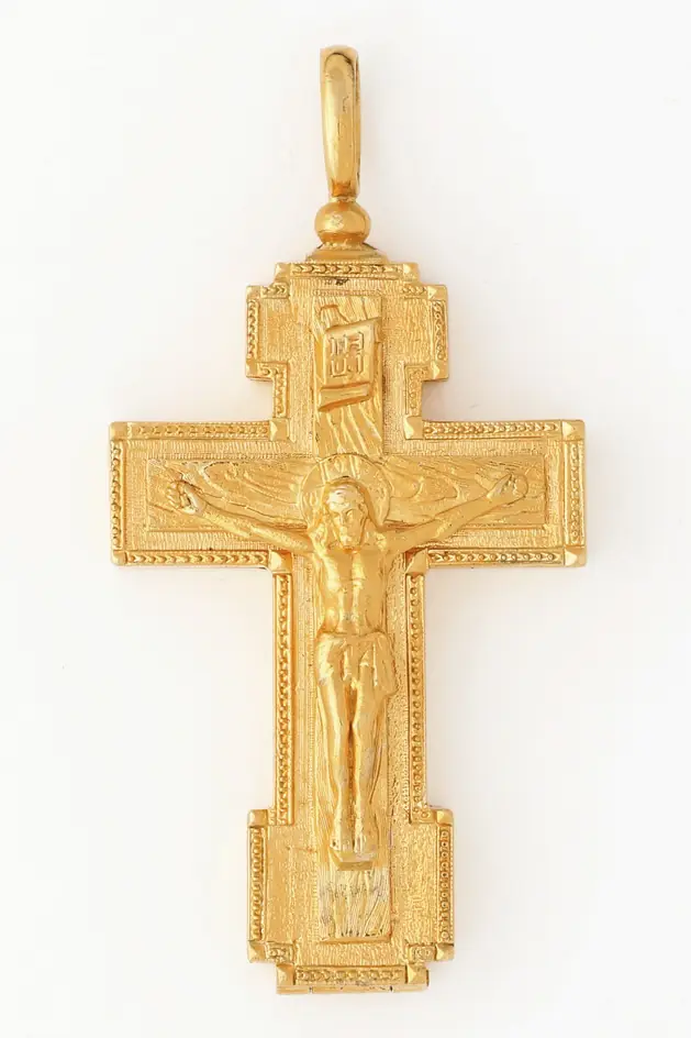 Cross reliquary medium brass / gilding