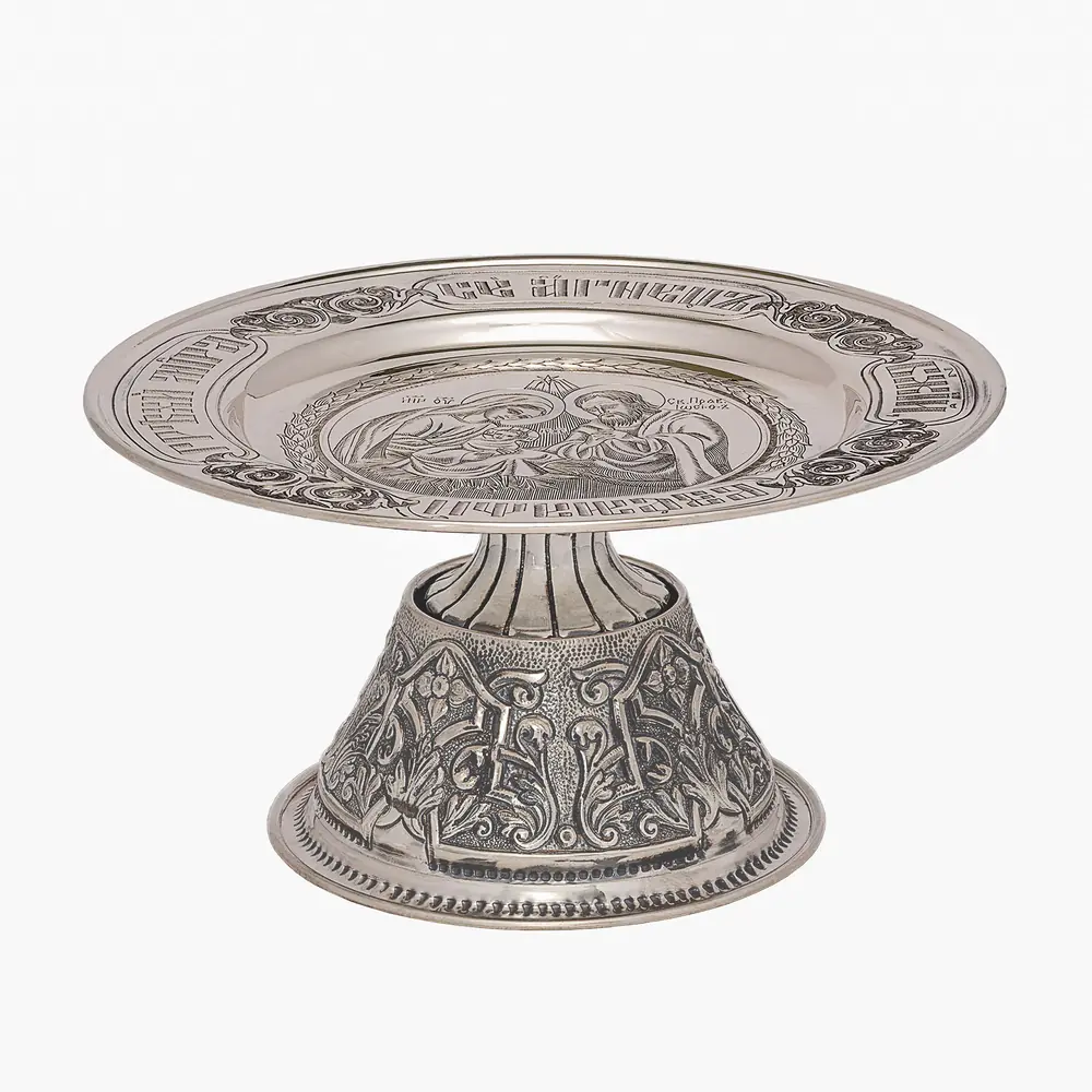 Paten with paten stand hand engraving, chasing / Ø 220 mm-chalice 0,5 l “№2” / silver