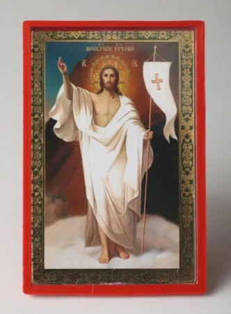 Icon in plastic frame 5×7 plastic with stand Resurrection of Christ 3