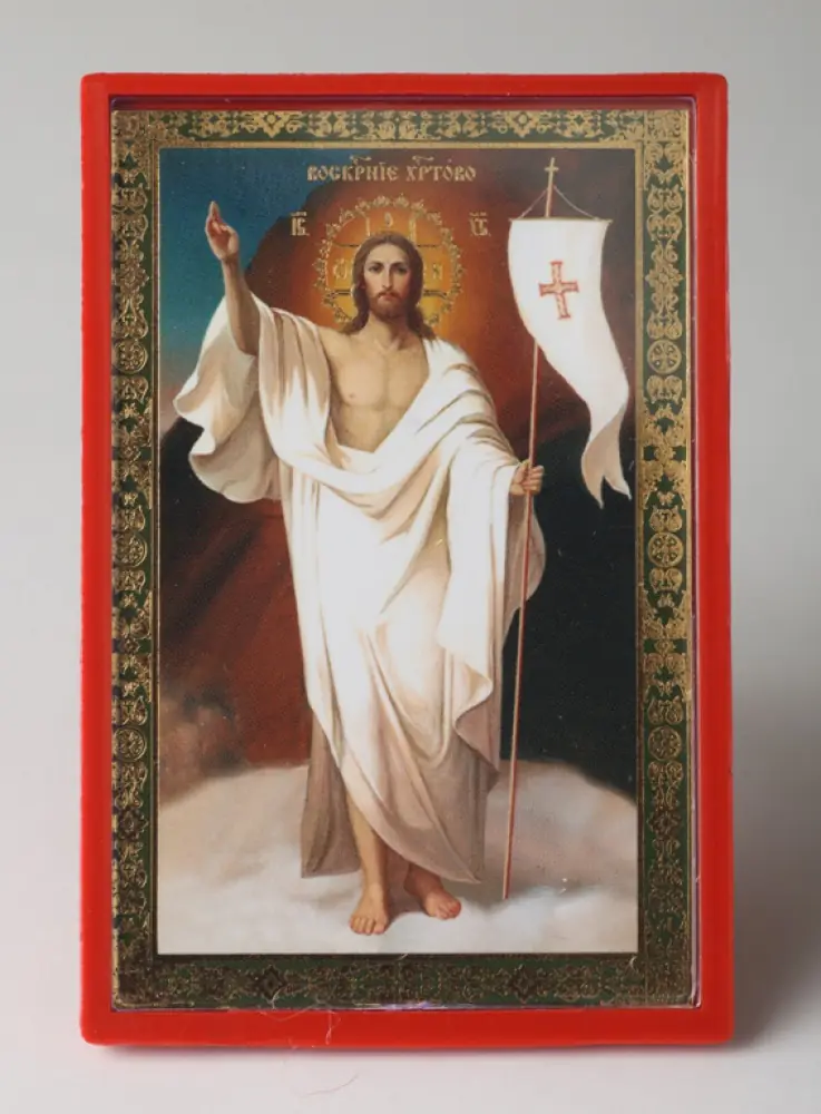 Icon in plastic frame 5×7 plastic with stand Resurrection of Christ 3