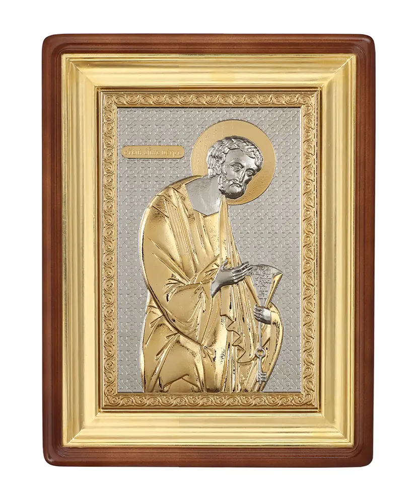 Icon electroforming in icon case 13×18 riza cover №281, icon case №1 Apostle Peter