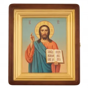 Painted icon on board in icon case 18×24 oil, icon case №1 Saviour, 03950