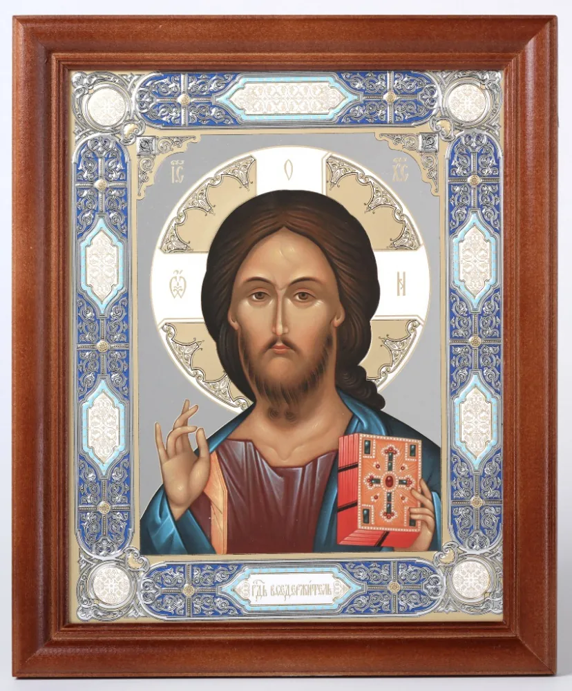 ხატი ხის ჩარჩოში 24×30 რელიეფური ტვიფრი (მინის გარეშე) მაცხოვარი 32