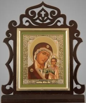 Table icon 6×7 double embossing, gilded frame Kazan Mother of God
