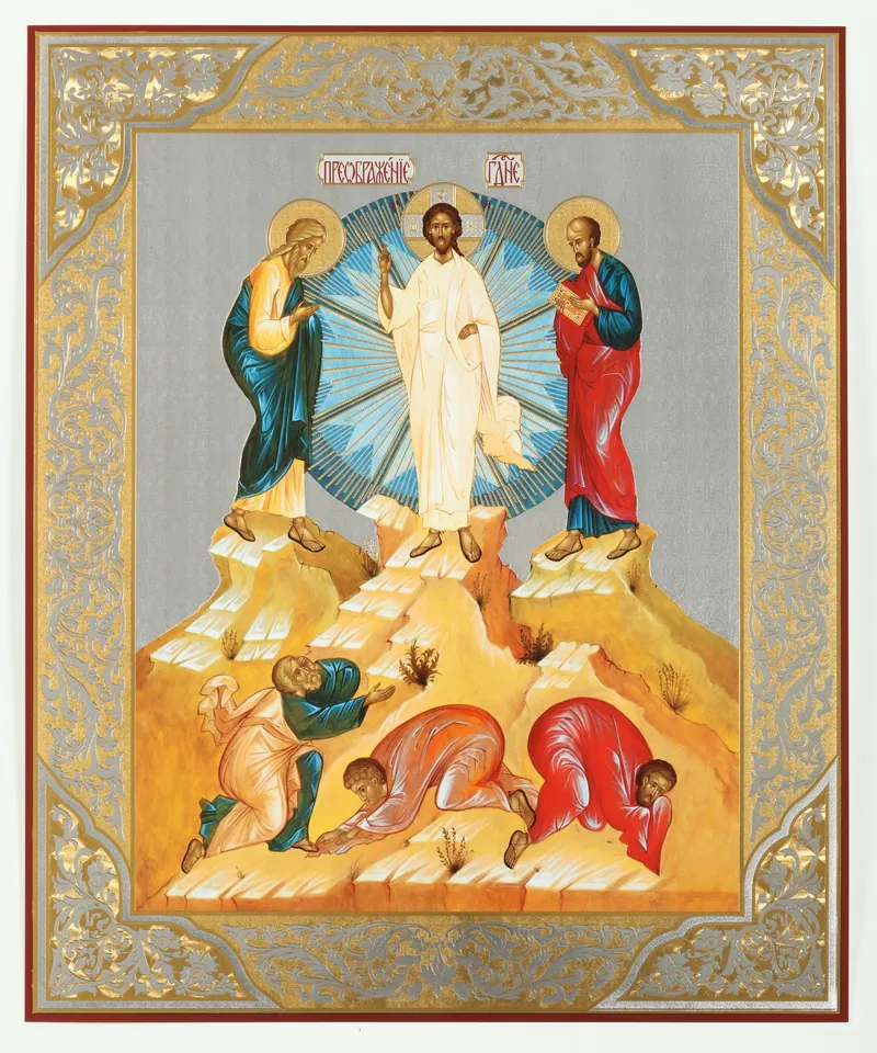 Икона на оргалите №1 30х40 двойное тиснение Преображение