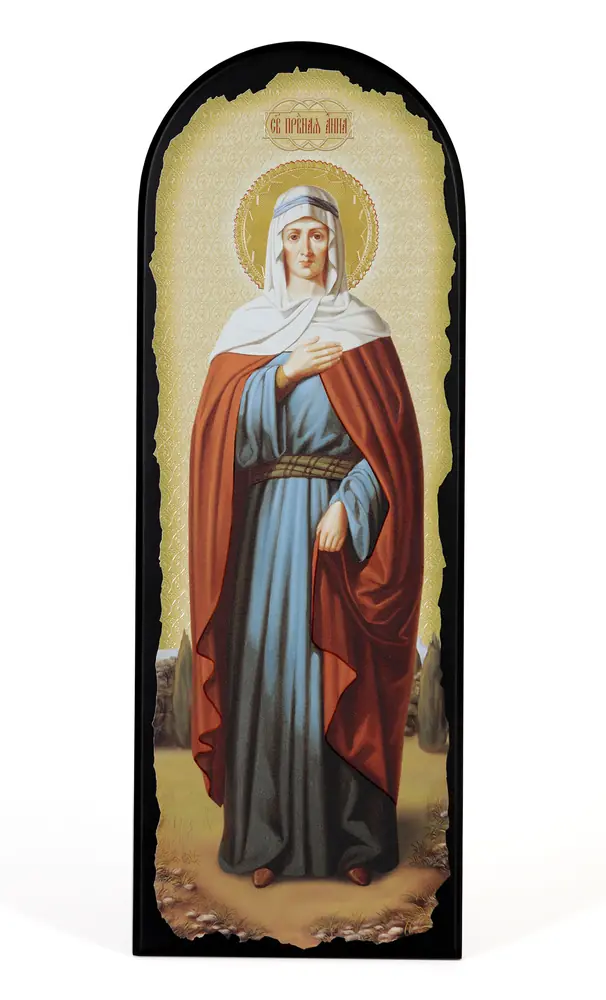 Icon on MDF 18×50 arched, 3D print, varnish Anna the Righteous