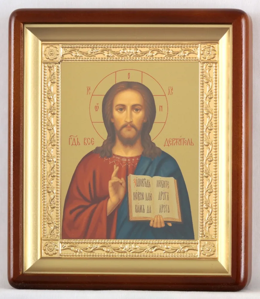 Icon in icon case 18×24 shaped, tempera, gilded frame Saviour 1