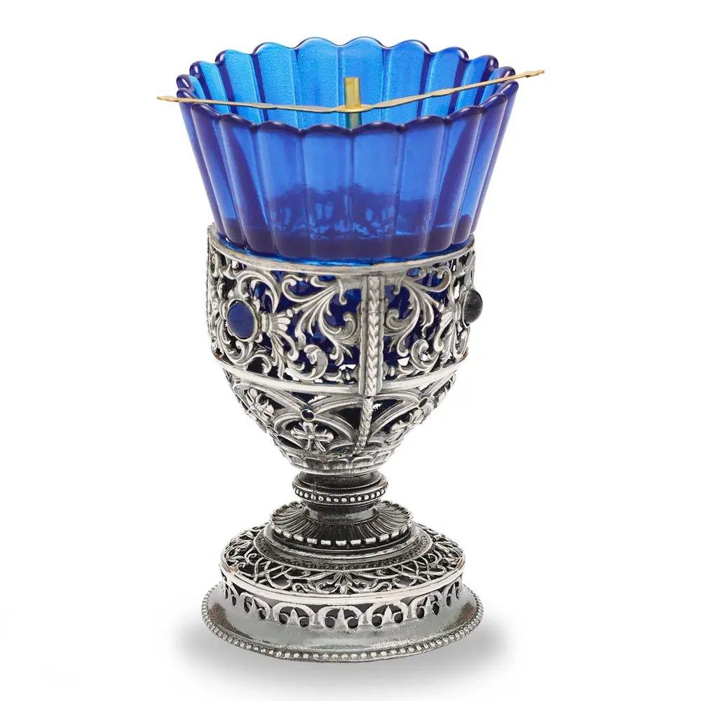 Altar vigil lamp openwork silver plating niello