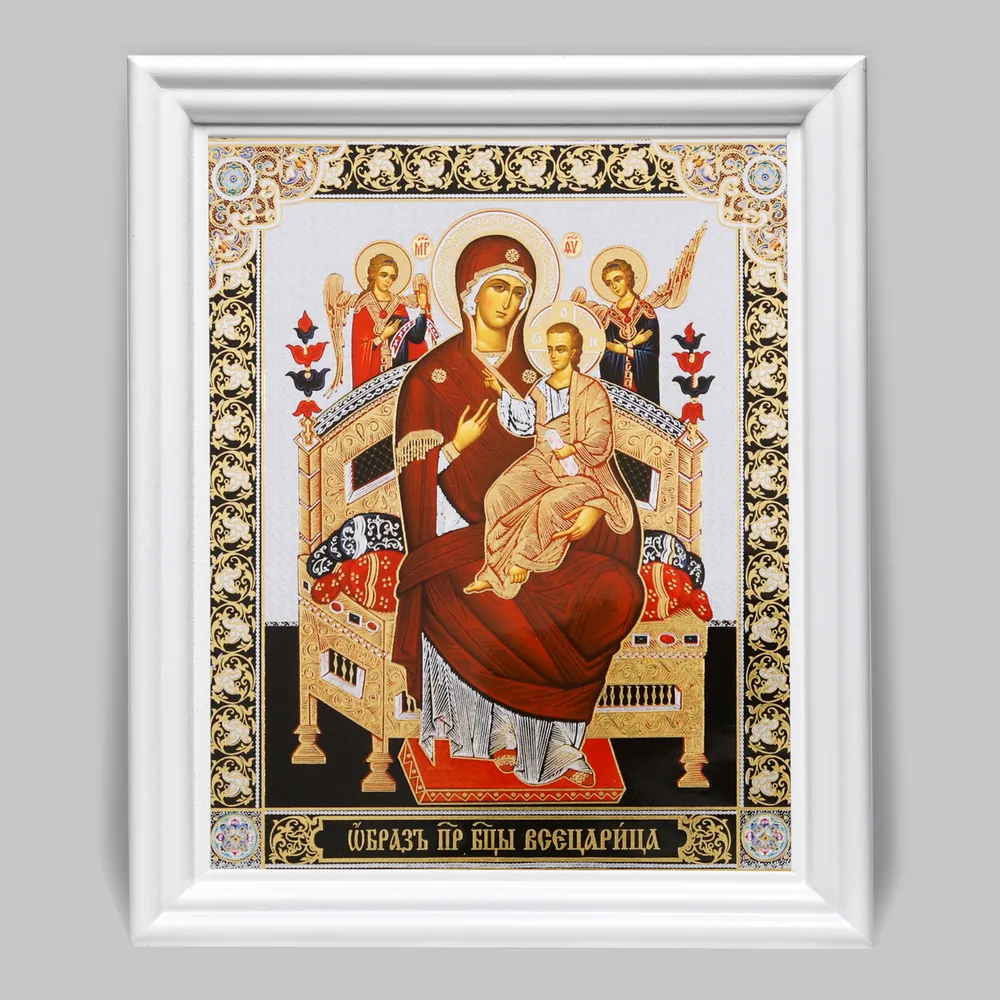 ხატი ხის ჩარჩოში №3 11×13 (თეთრი) ორმაგი ტვიფრი ყოვლადდედოფალი